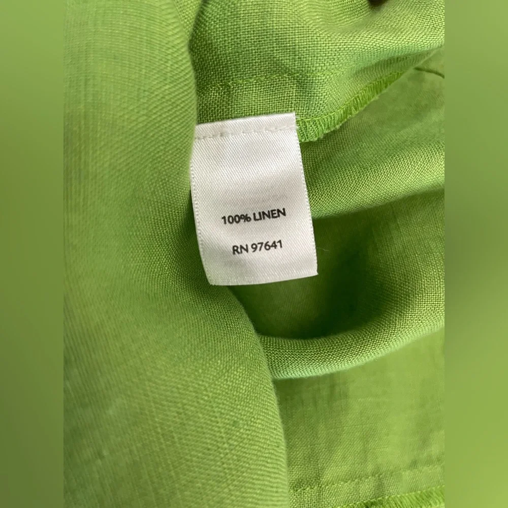 J. Jill Linen Pintuck Pleated Sleeveless Maxi Dress Apple Green Size M Lagenlook - Picture 9 of 10